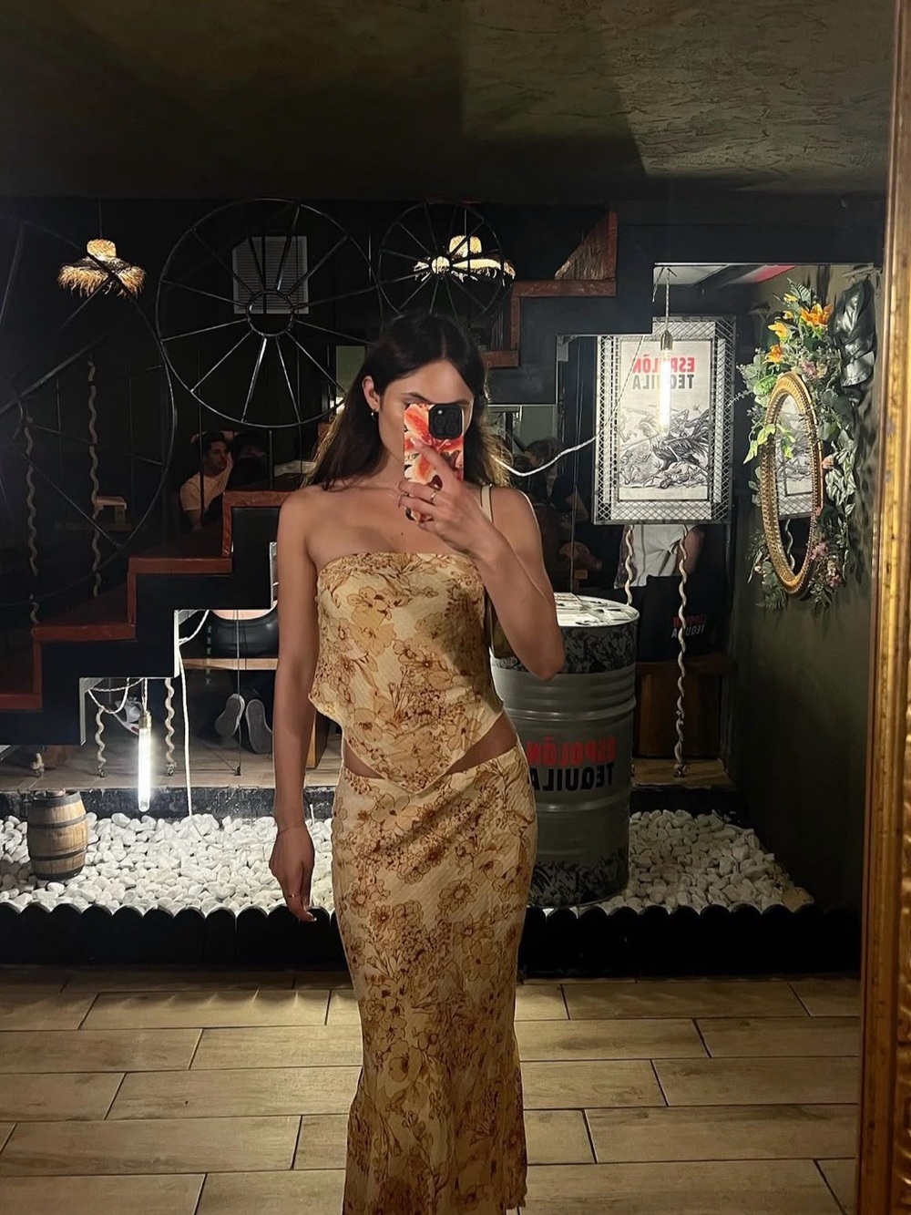 Elegant Yellow Floral Strapless Top